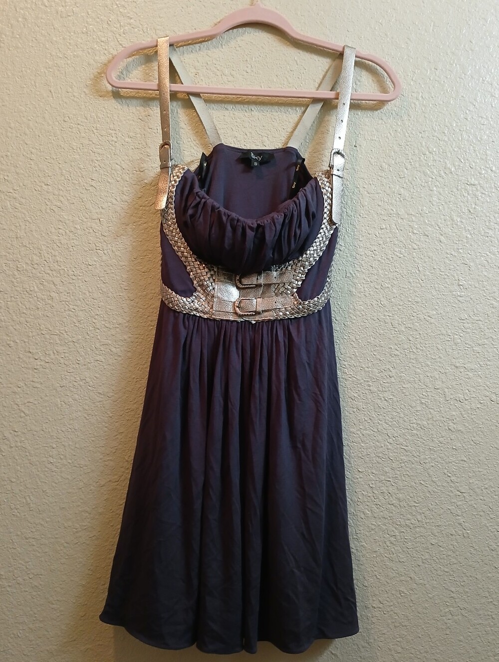 Sky Braided Leather Corset Mini Dress